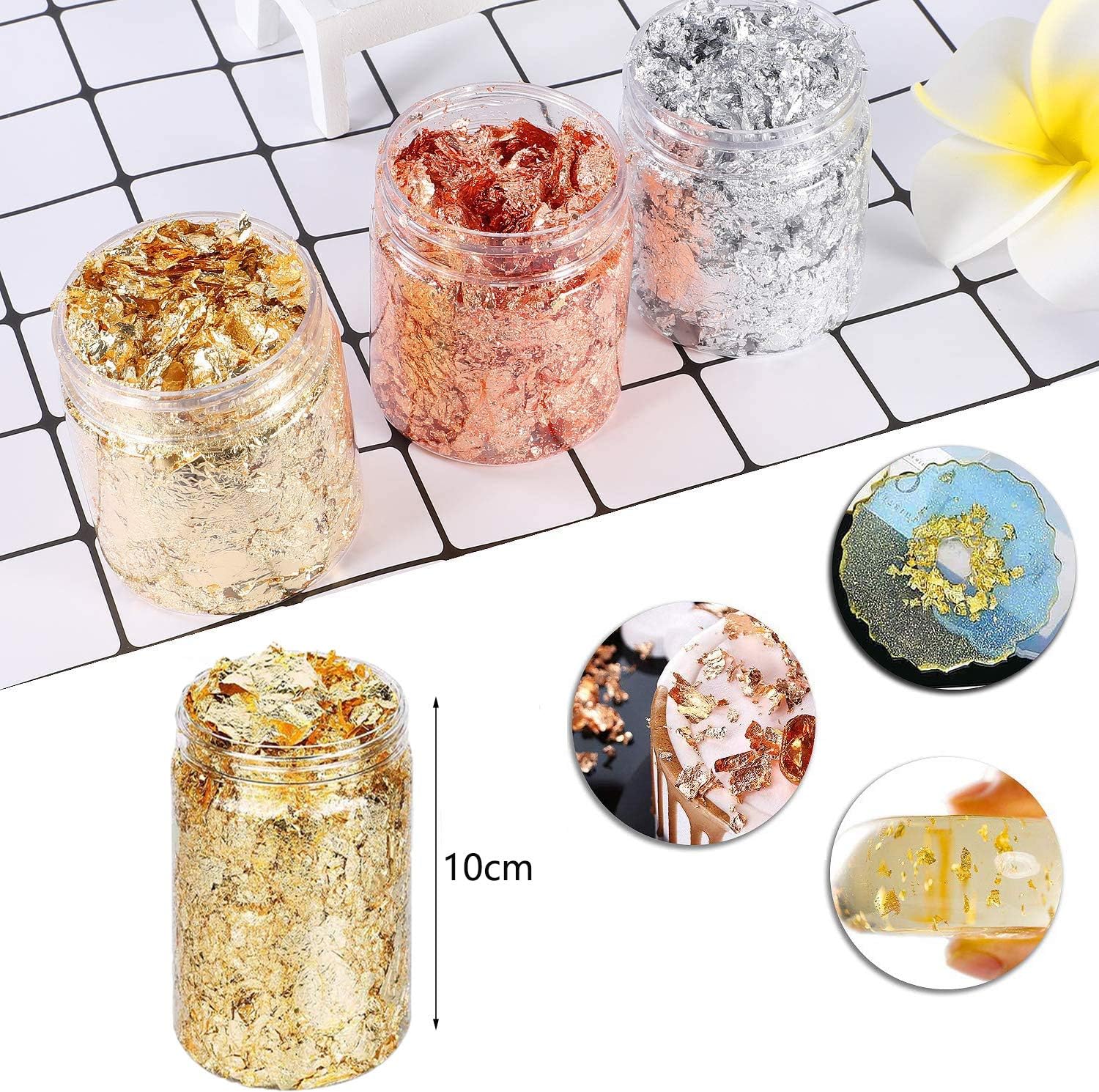 Gold Leaf Flakes  Gold Leaf Foil Paper for Nails Decor Jar 3pcs/pack