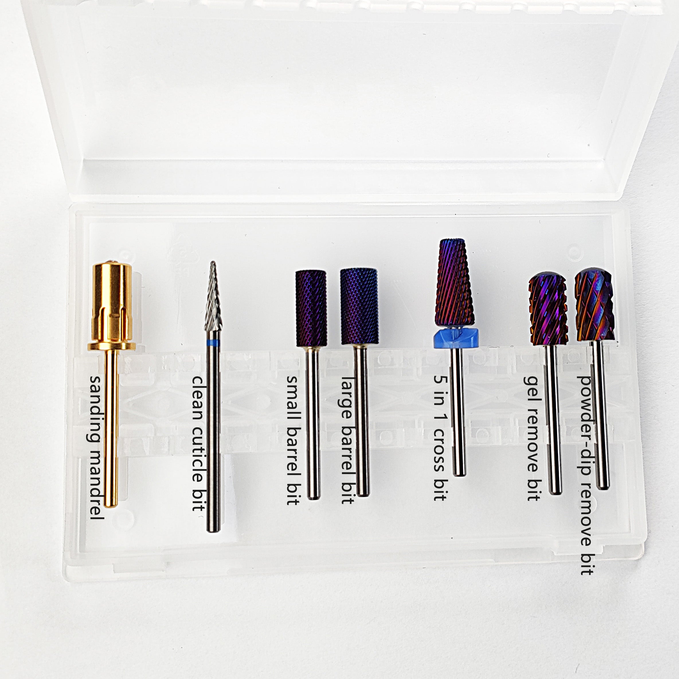 Carbide Nail Drill Bit 5 in 1 Purple colors, Safety Set  8 PCS