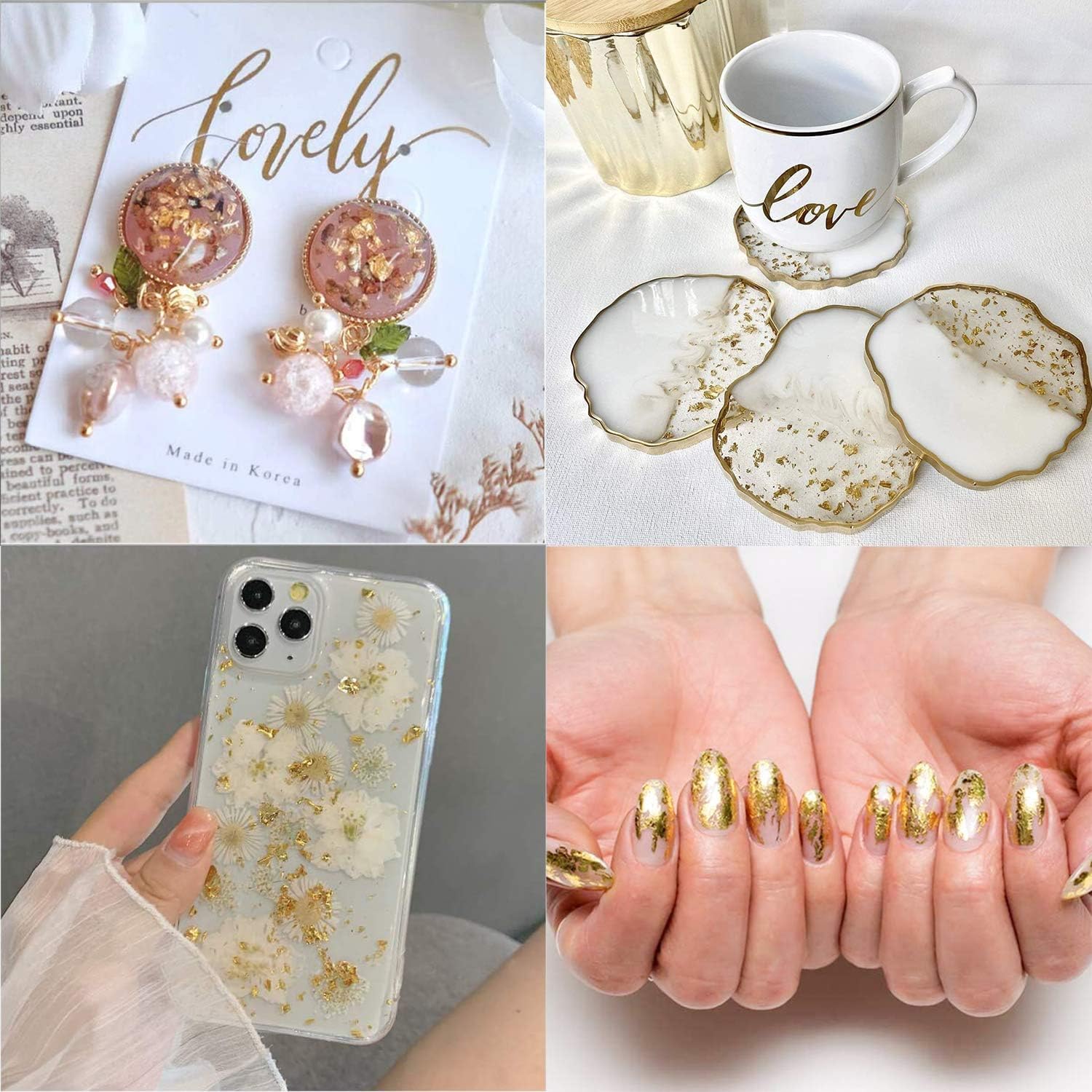 Gold Leaf Flakes  Gold Leaf Foil Paper for Nails Decor Jar 3pcs/pack