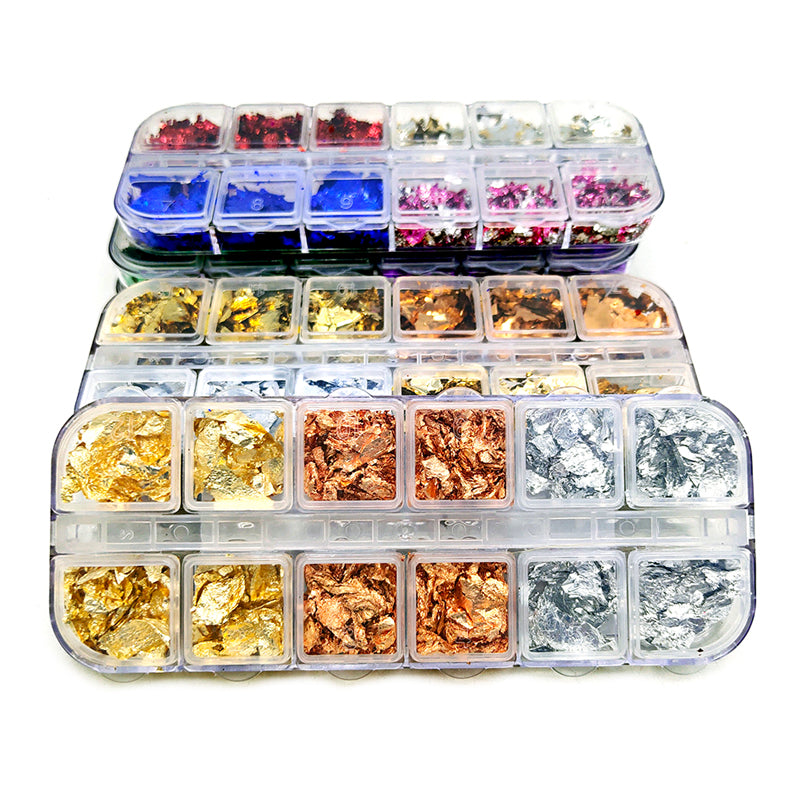 Colorful Variegated Metal Leaf Flakes Foil