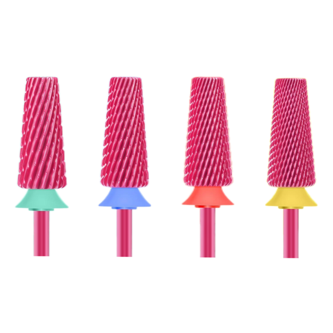 5-in-1 Pink  Blossom Safety Carbide Nail Drill Bit – -XC- C/M/F set 4pcs