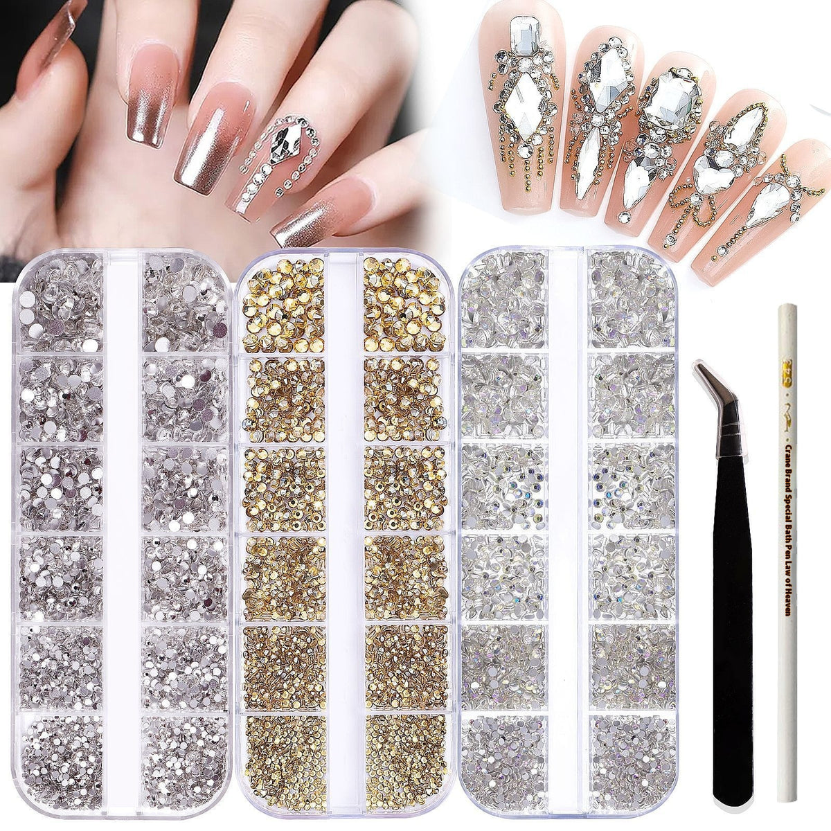 3D Diamond  Crystal Glass Flat Bottom  12 grid