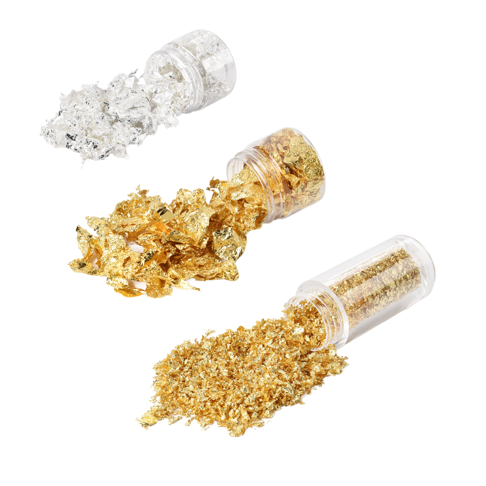 Gold Leaf Flakes  Gold Leaf Foil Paper for Nails Decor Jar 3pcs/pack