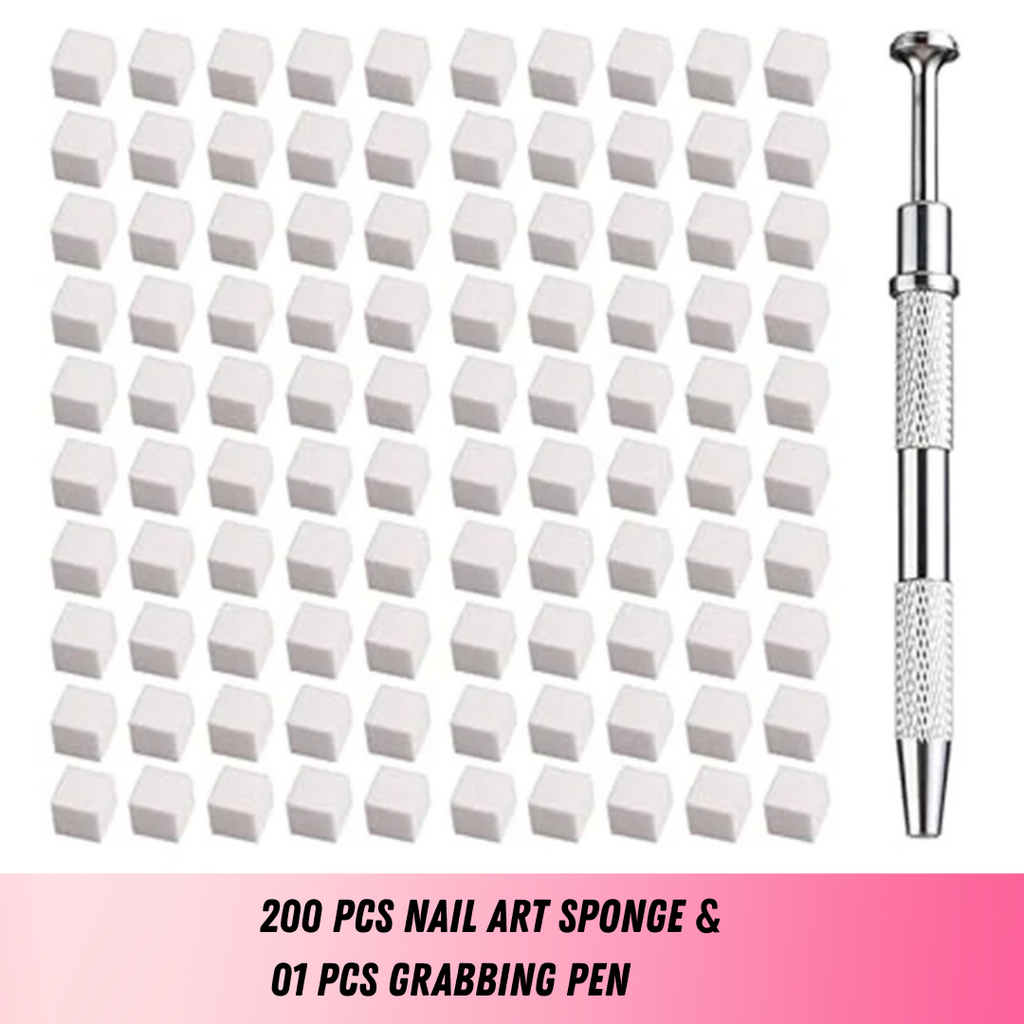 200Pcs Nail Art Sponges – Soft Gradient Gel Polish Blending Applicators