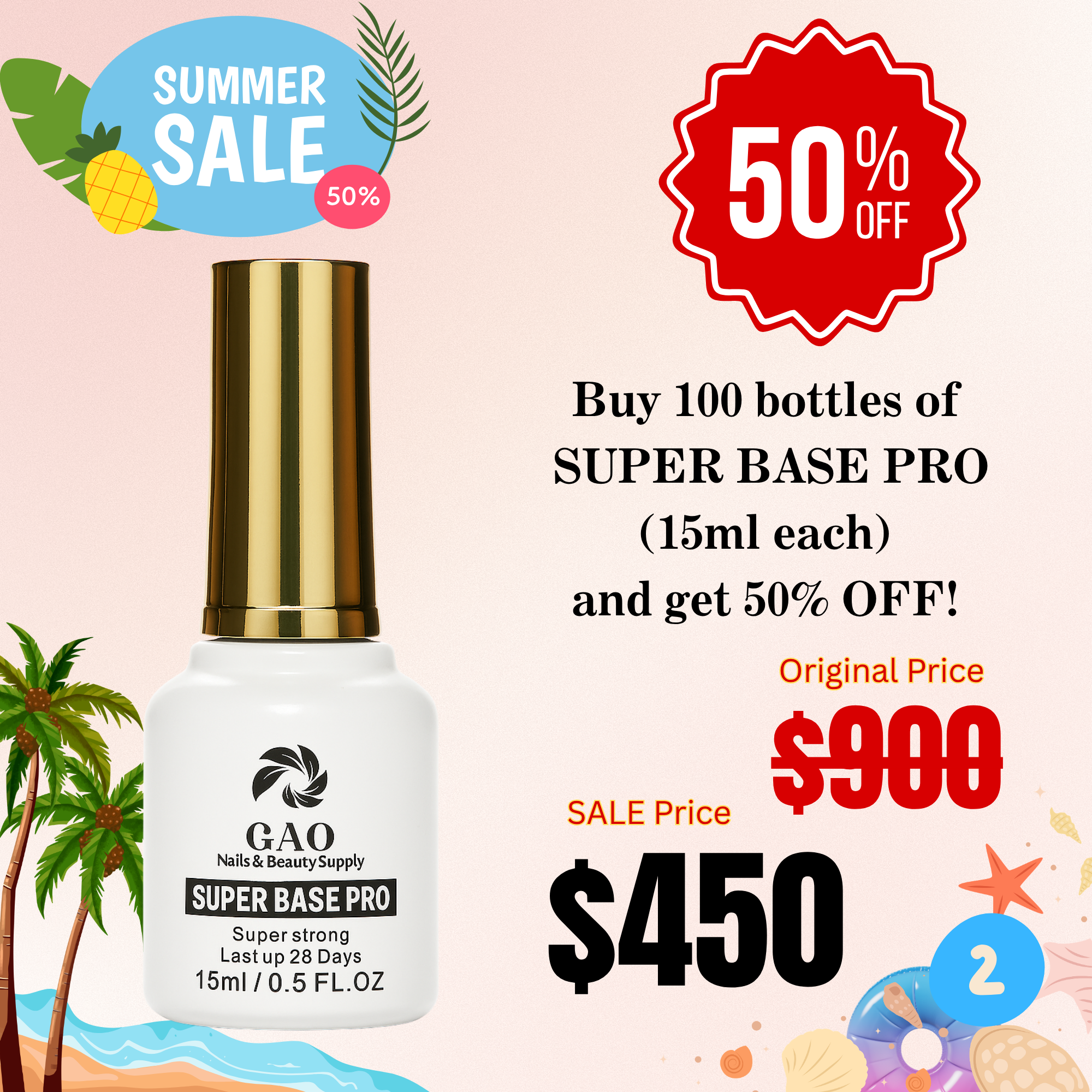 7.2 Buy 100 bottles of  SUPER BASE PRO (15ml each)  and get 50% OFF!