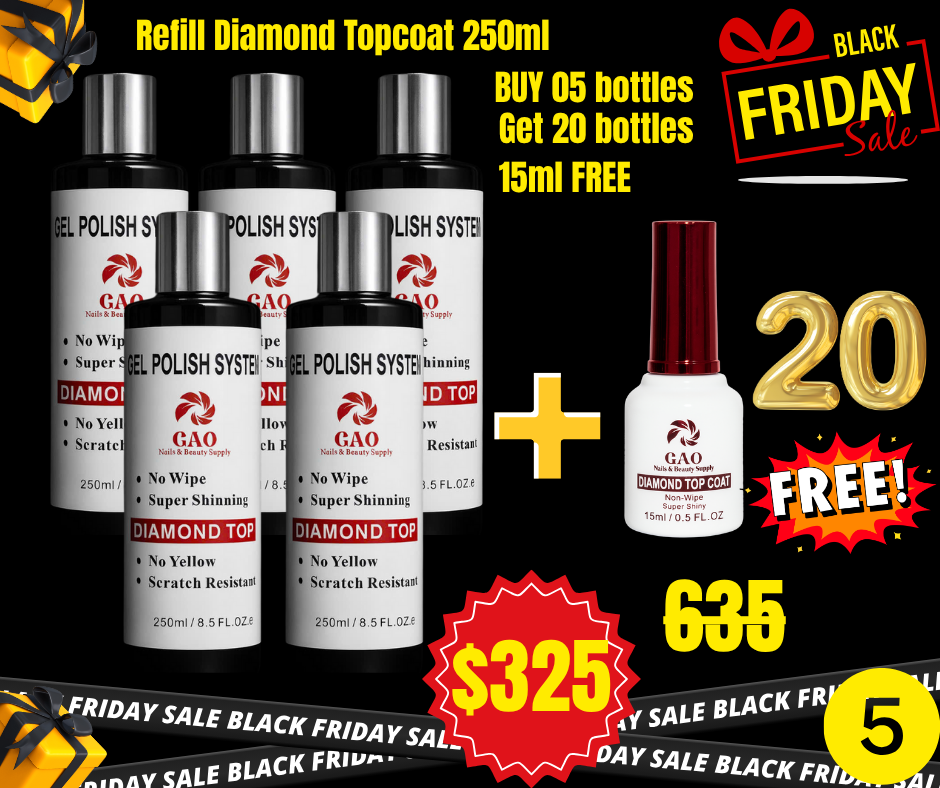 BF05: Refill Diamond Topcoat 250ml Buy 05 Get 02  Free And Free 20 bottles Diamond Topcat 15ml