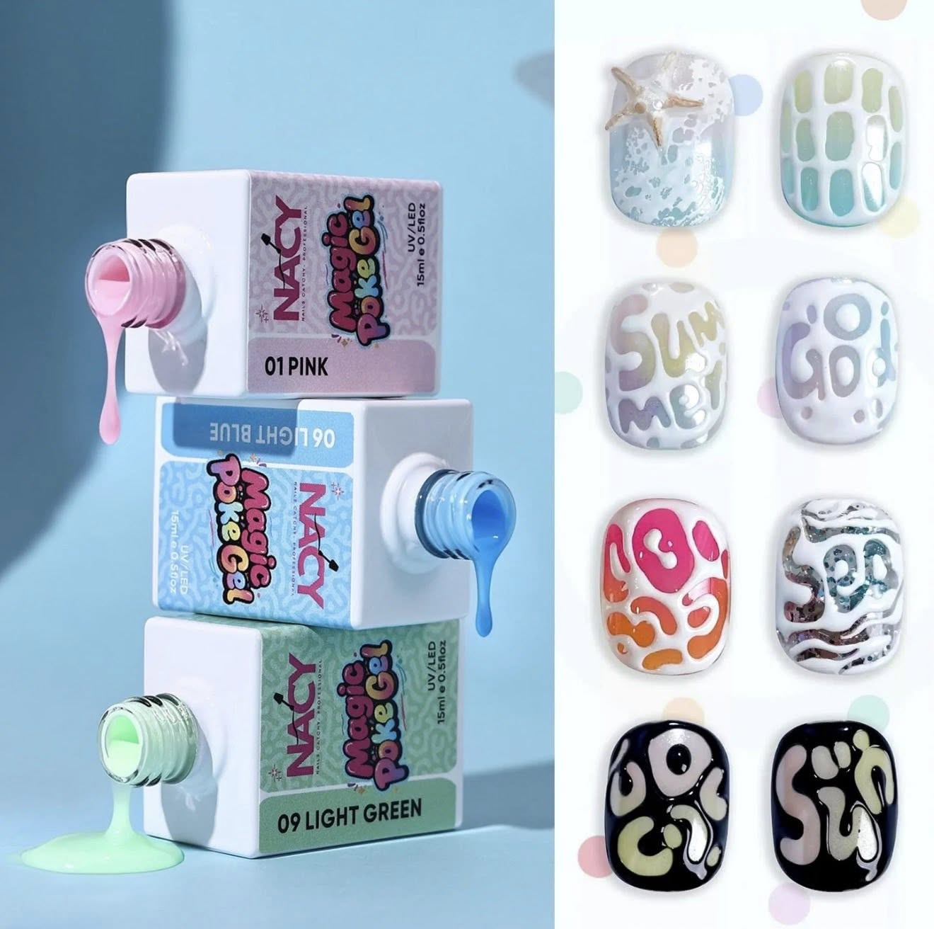 Poke Art Gel HEMA/TPO Free Set 12 Colors bottle 15ml- Free 2pcs  GAO Top Coat 15ml