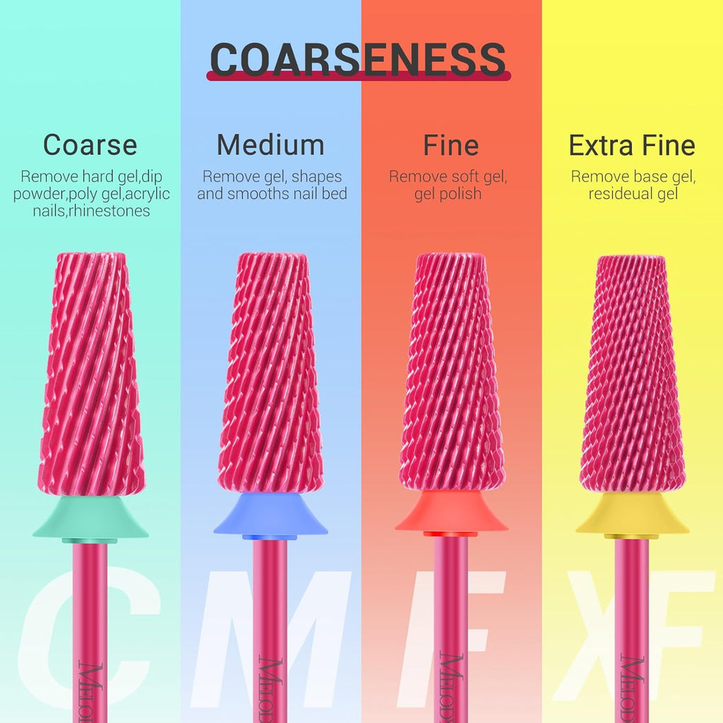 5-in-1 Pink  Blossom Safety Carbide Nail Drill Bit – -XC- C/M/F set 4pcs