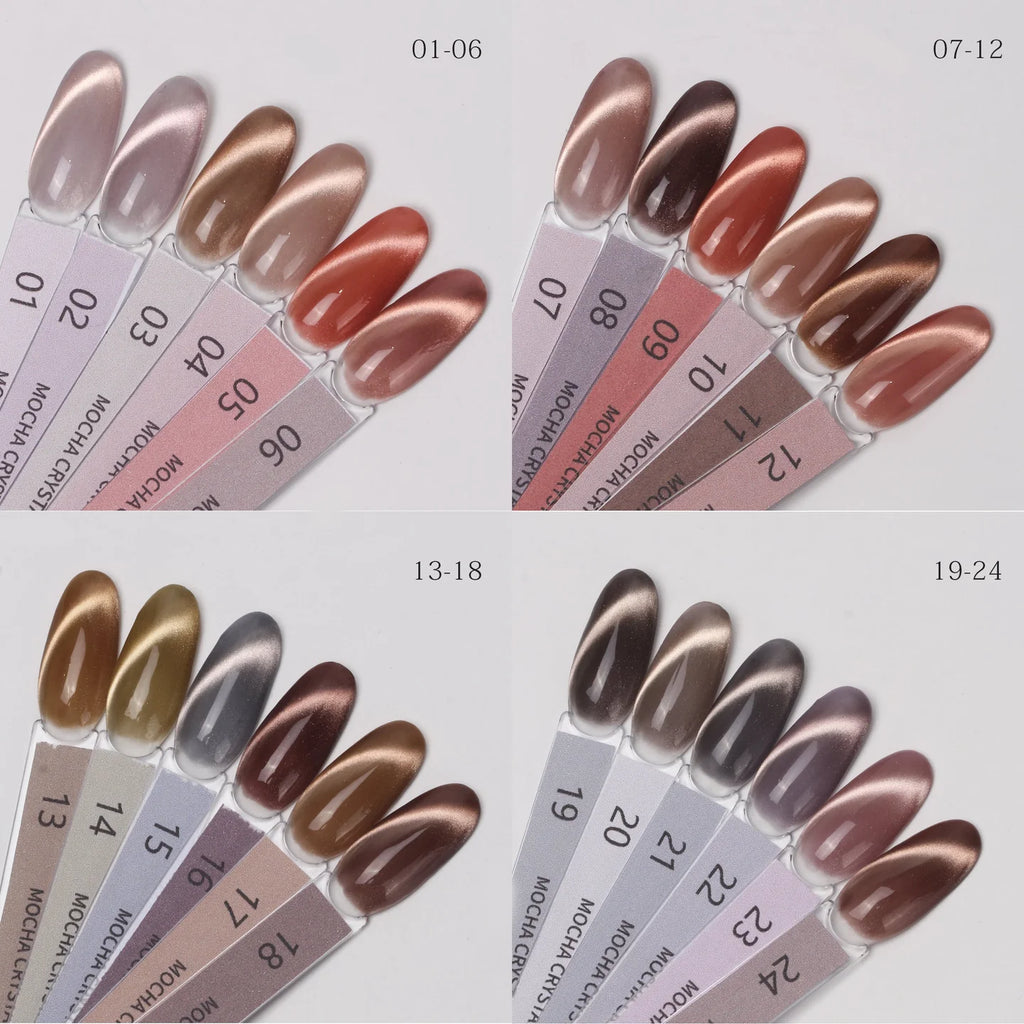 Nacy Coffee Mocha Crystal Cat Eye Gel – Full Set 24 Colors
