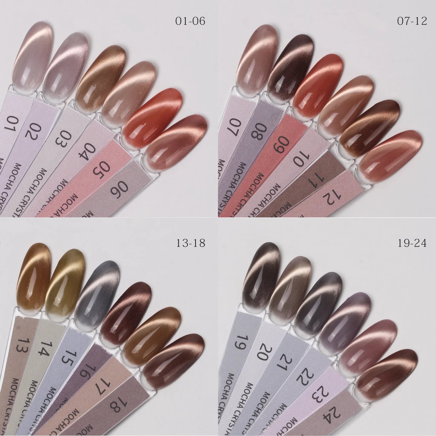 Nacy Coffee Mocha Crystal Cat Eye Gel – Full Set 24 Colors