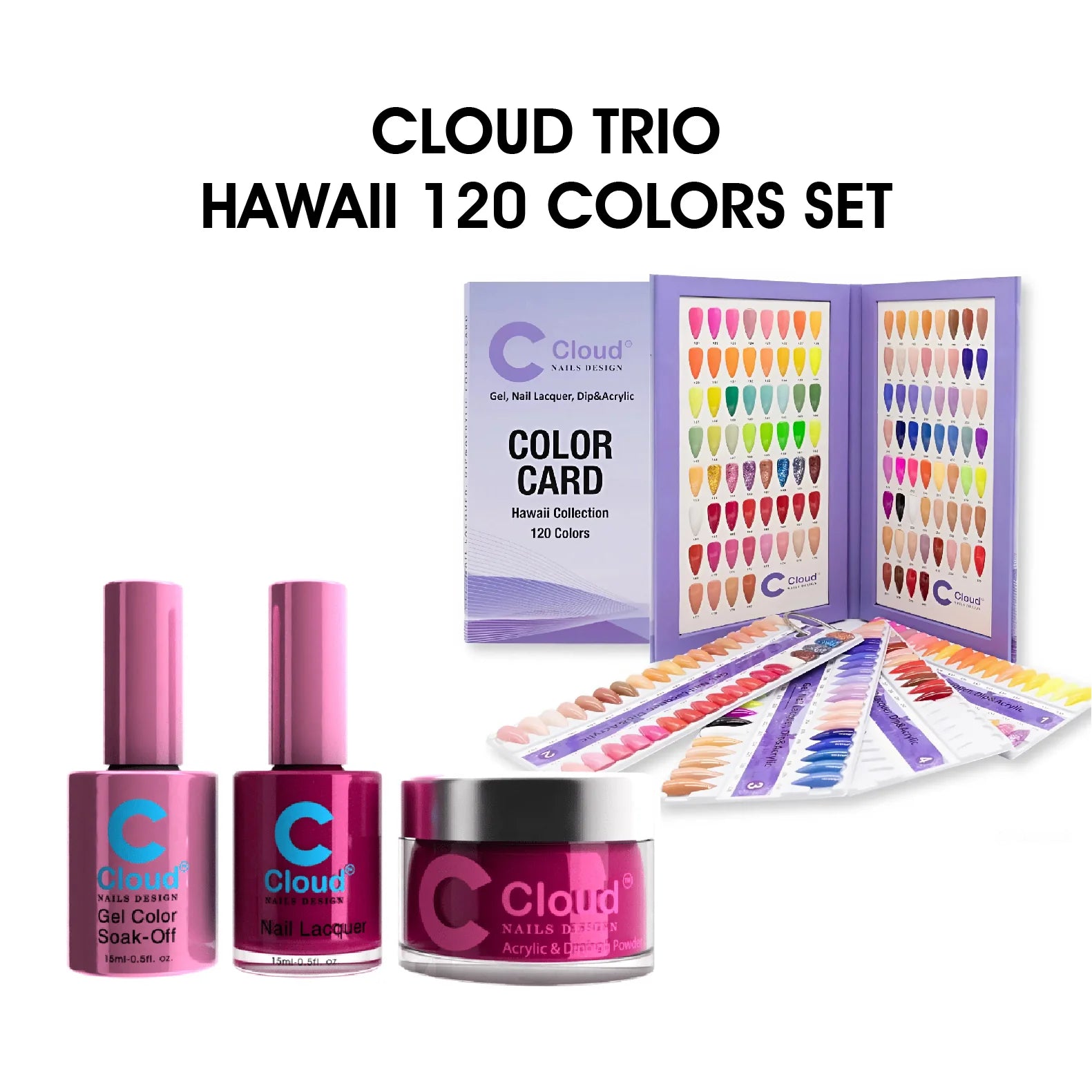 Cloud Nail Design Matching Color - Hawaii Collection - Full Set 120 Colors