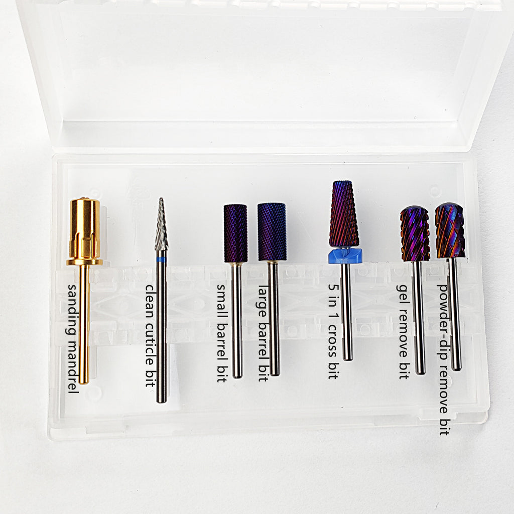 Carbide Nail Drill Bit 5 in 1 Purple colors, Safety Set  8 PCS