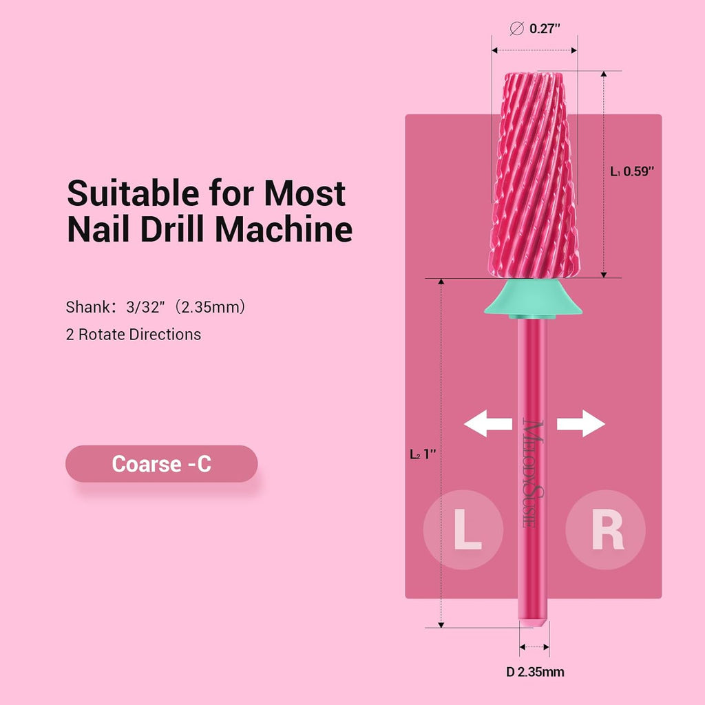 5-in-1 Pink  Blossom Safety Carbide Nail Drill Bit – -XC- C/M/F set 4pcs