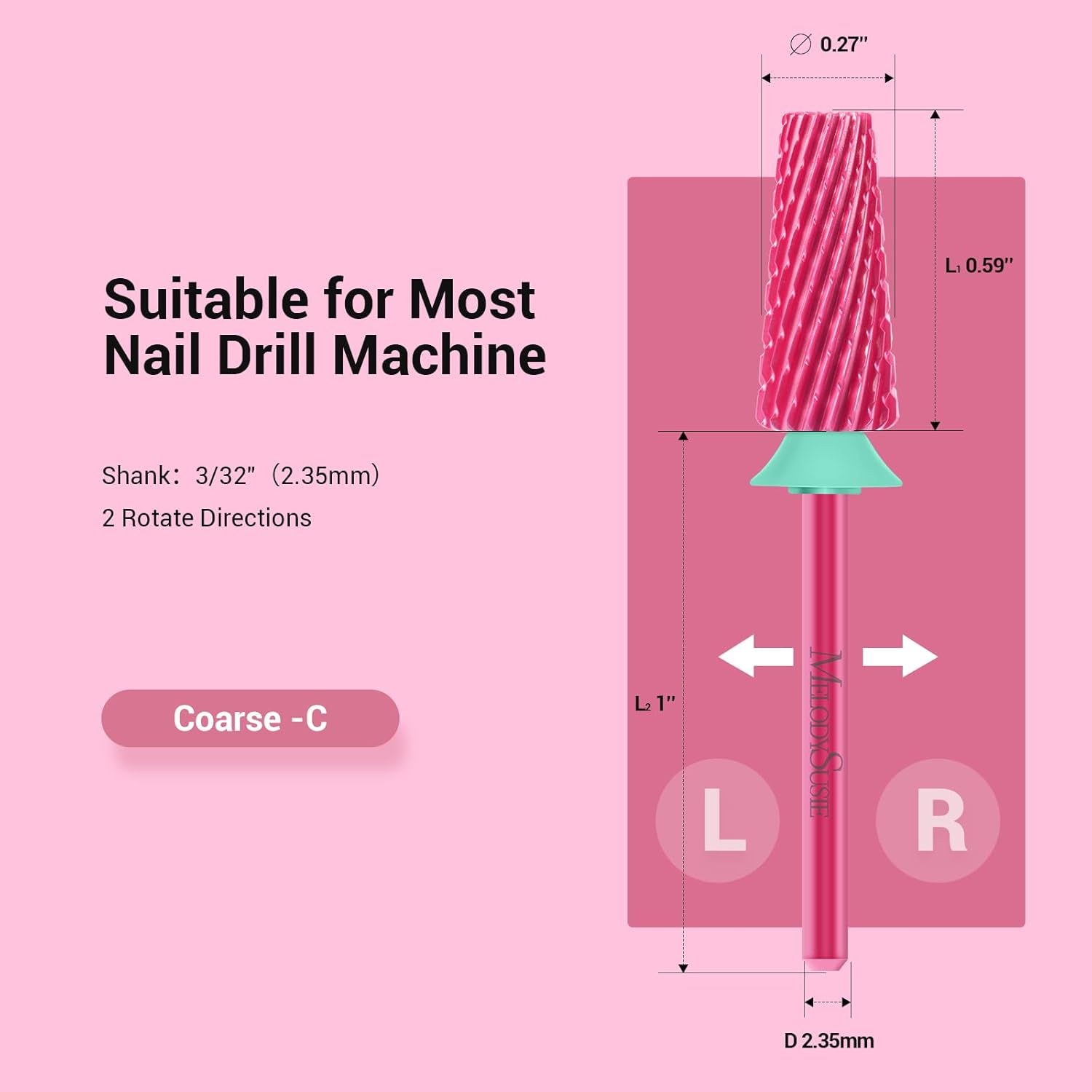 5-in-1 Pink  Blossom Safety Carbide Nail Drill Bit – -XC- C/M/F set 4pcs