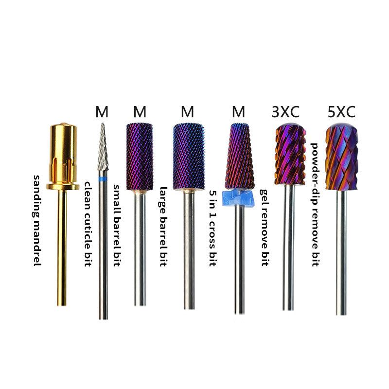 Carbide Nail Drill Bit 5 in 1 Purple colors, Safety Set  8 PCS