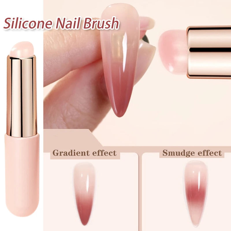 Nail Art Silicone Brush Applicator Chrome Pigment