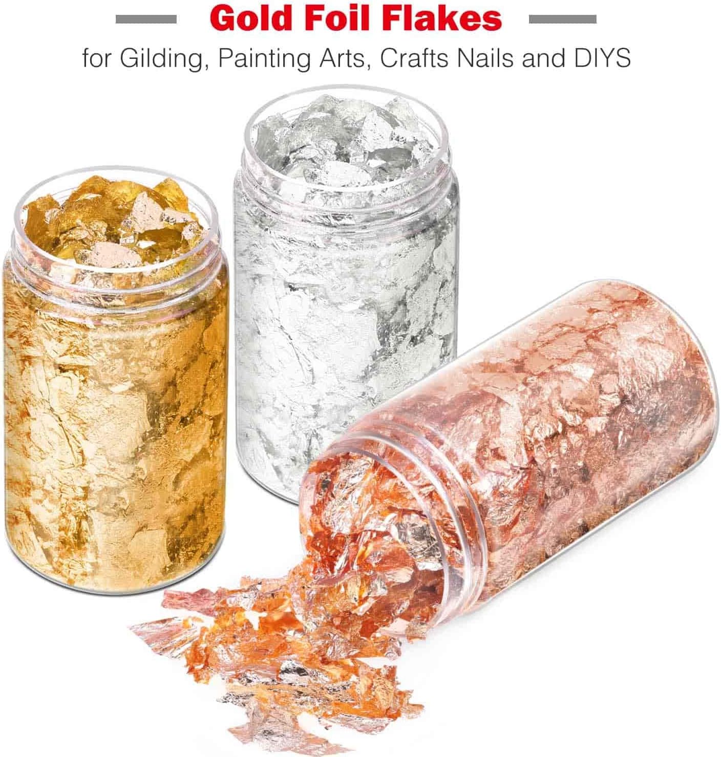 Gold Leaf Flakes  Gold Leaf Foil Paper for Nails Decor Jar 3pcs/pack