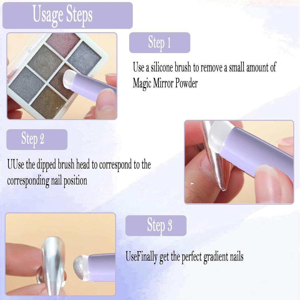 Lipstick-Shaped Silicone Brush for Apply Chrome Nails and Ombre Blending