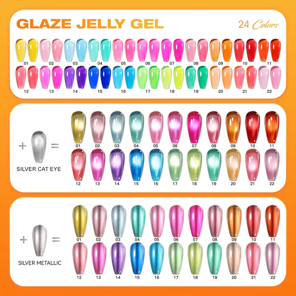 Nacy Glaze Jelly 3-in-1 Cat Eye Gel – Full Set 24 Colors (0.5oz)