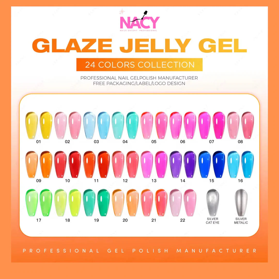 Nacy Glaze Jelly 3-in-1 Cat Eye Gel – Full Set 24 Colors (0.5oz)