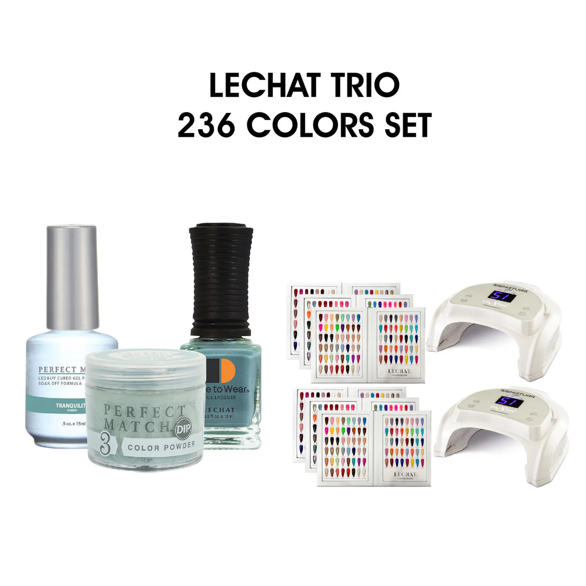 Lechat Perfect Match Trio Matching color - Full set 236 colors w/ 2 sets Color Book & 2 Cre8tion Signature White LED Lamps