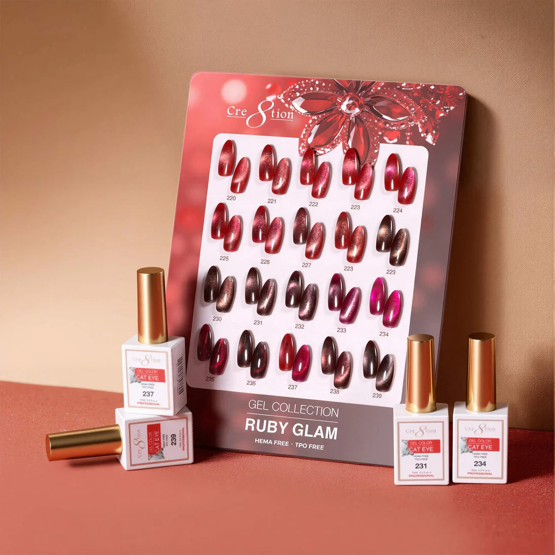 Cre8tion Ruby Glam Cat Eye Gel – Full Set 20 Colors