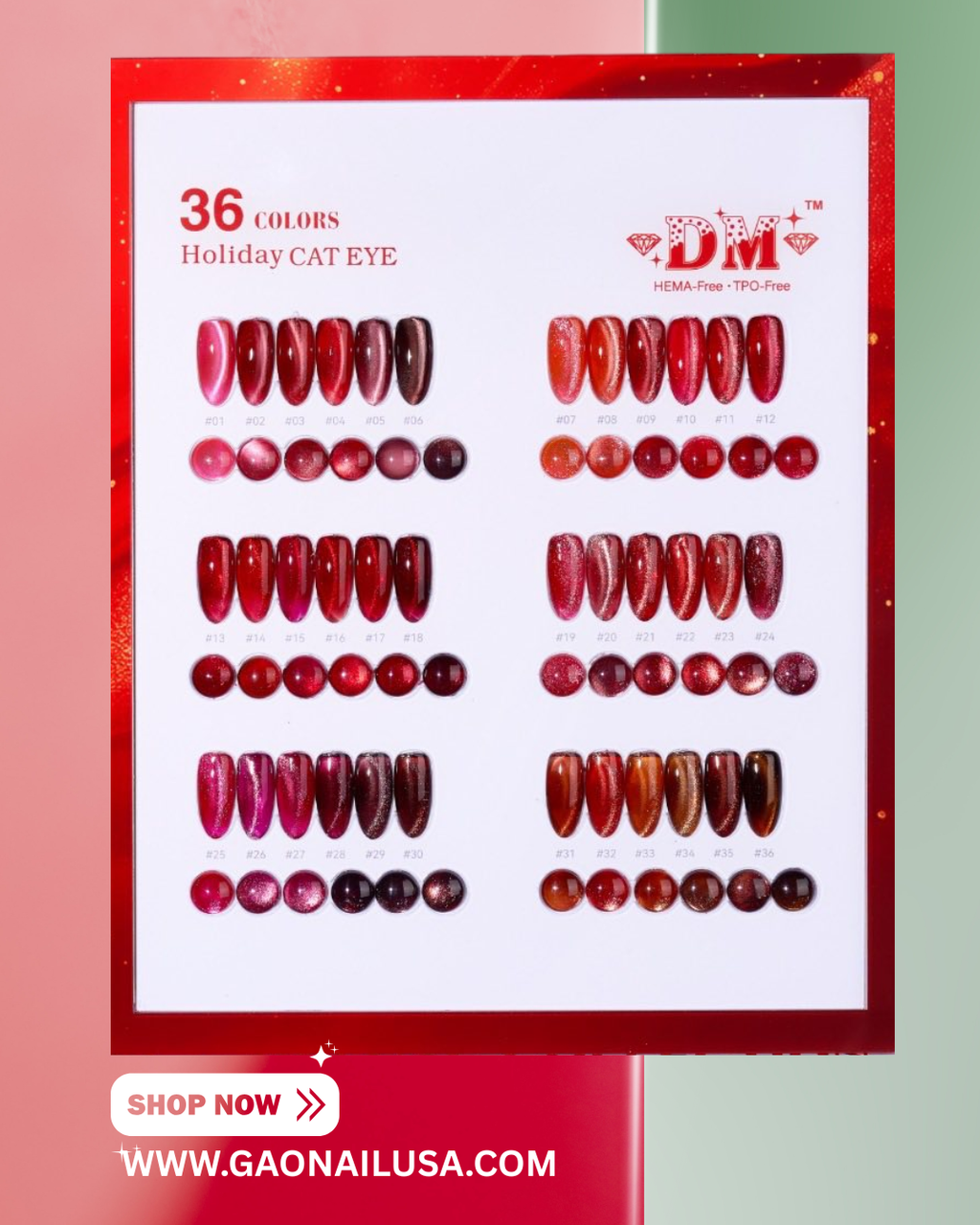 𝐃𝐌 𝐇𝐨𝐥𝐢𝐝𝐚𝐲 𝐂𝐚𝐭 𝐄𝐲𝐞  – 𝟑𝟔 𝐂𝐨𝐥𝐨𝐫𝐬 𝐆𝐞𝐥 𝐏𝐨𝐥𝐢𝐬𝐡