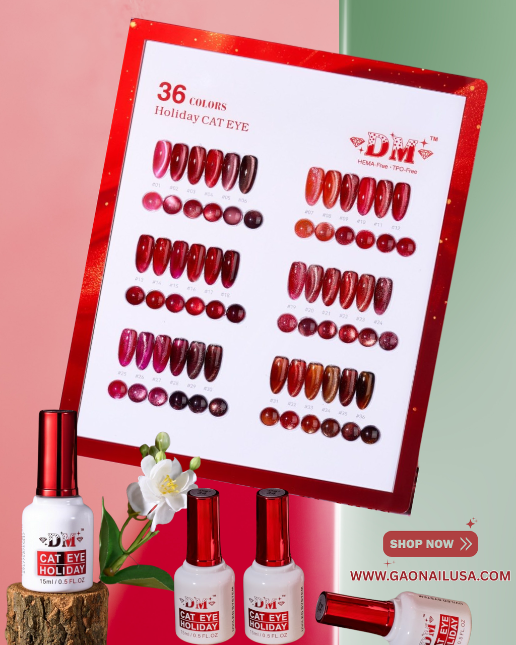 𝐃𝐌 𝐇𝐨𝐥𝐢𝐝𝐚𝐲 𝐂𝐚𝐭 𝐄𝐲𝐞  – 𝟑𝟔 𝐂𝐨𝐥𝐨𝐫𝐬 𝐆𝐞𝐥 𝐏𝐨𝐥𝐢𝐬𝐡