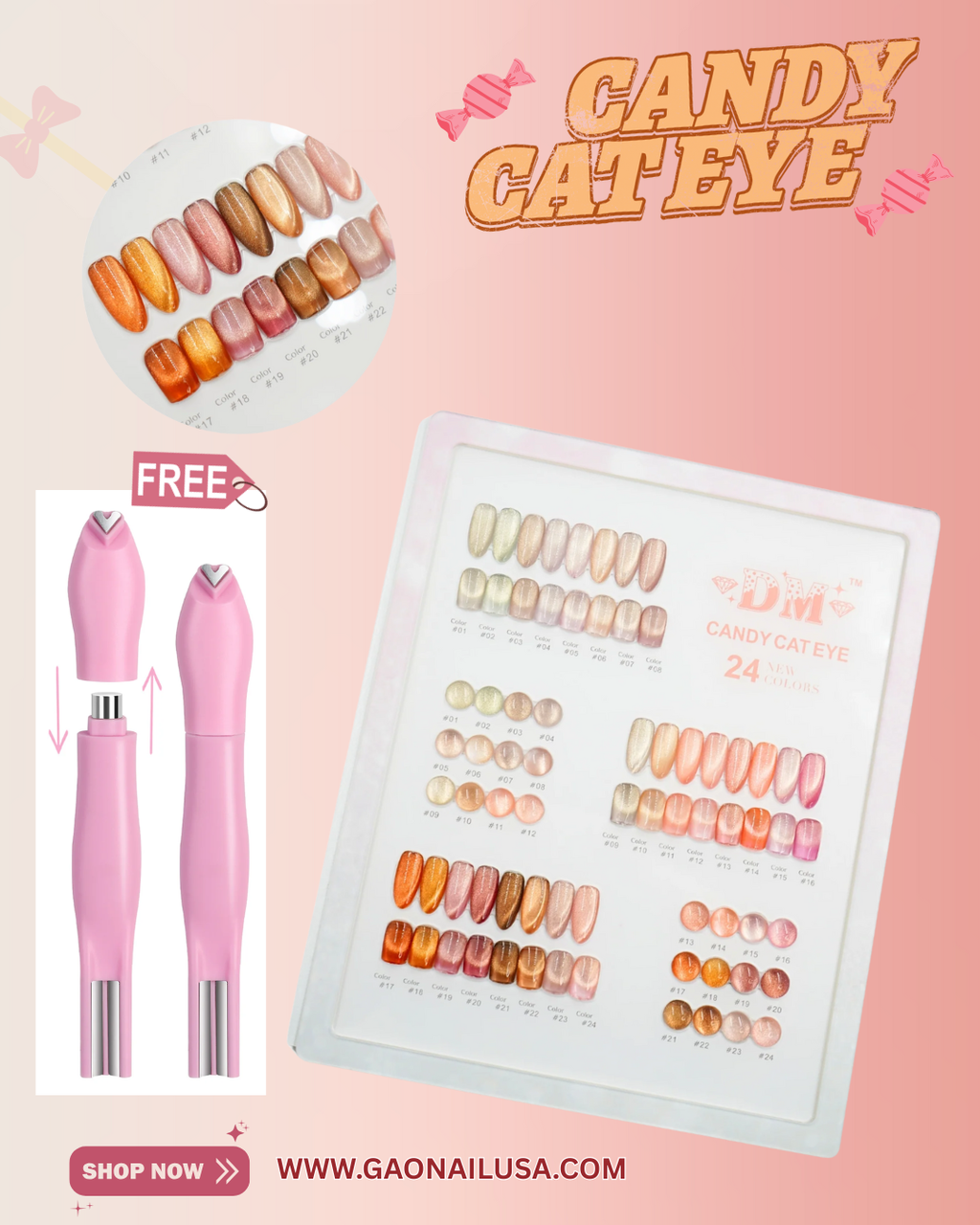 DM Candy Cat Eye Gel Polish – 24 Colors