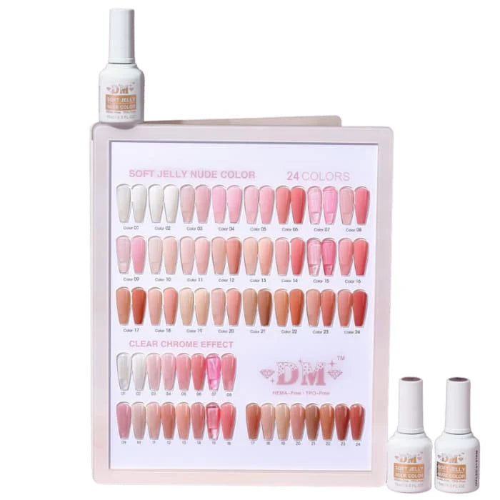 DM Soft Jelly Nude Collection – #01 to #24 (HEMA &amp; TPO Free), FREE 02 Topcoat 15ml