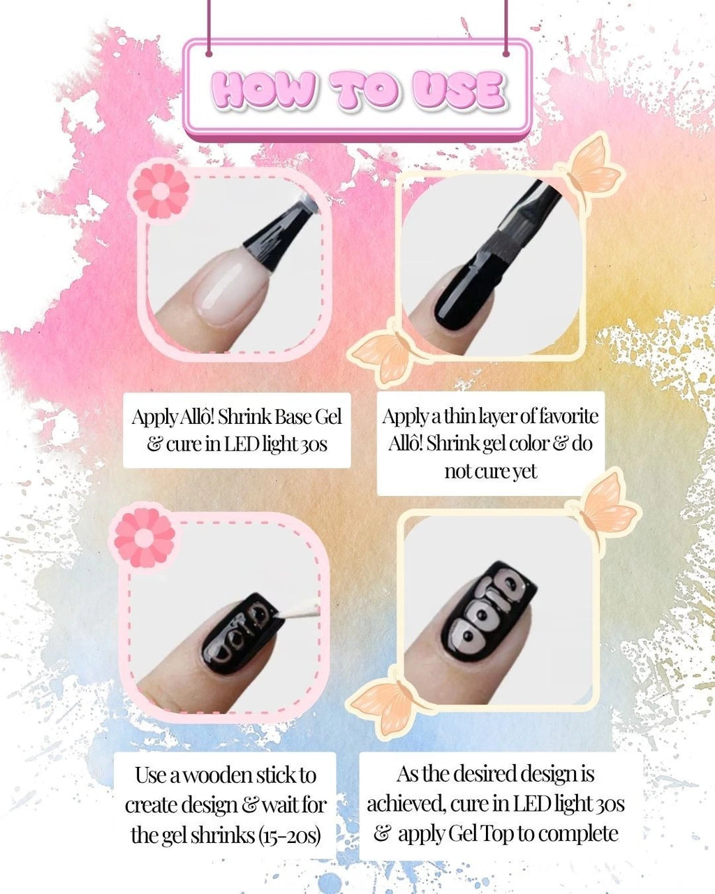 ALLÔ Shrink Gel Poke Gel Design - Available in 12 colors (HEMA-free & TPO-free)
